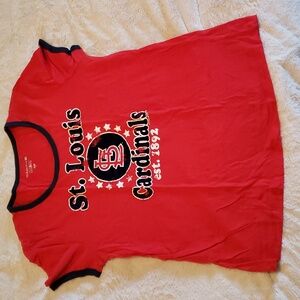 St. Louis Cardinals Womens T shirt Flocked Distressed vintage look